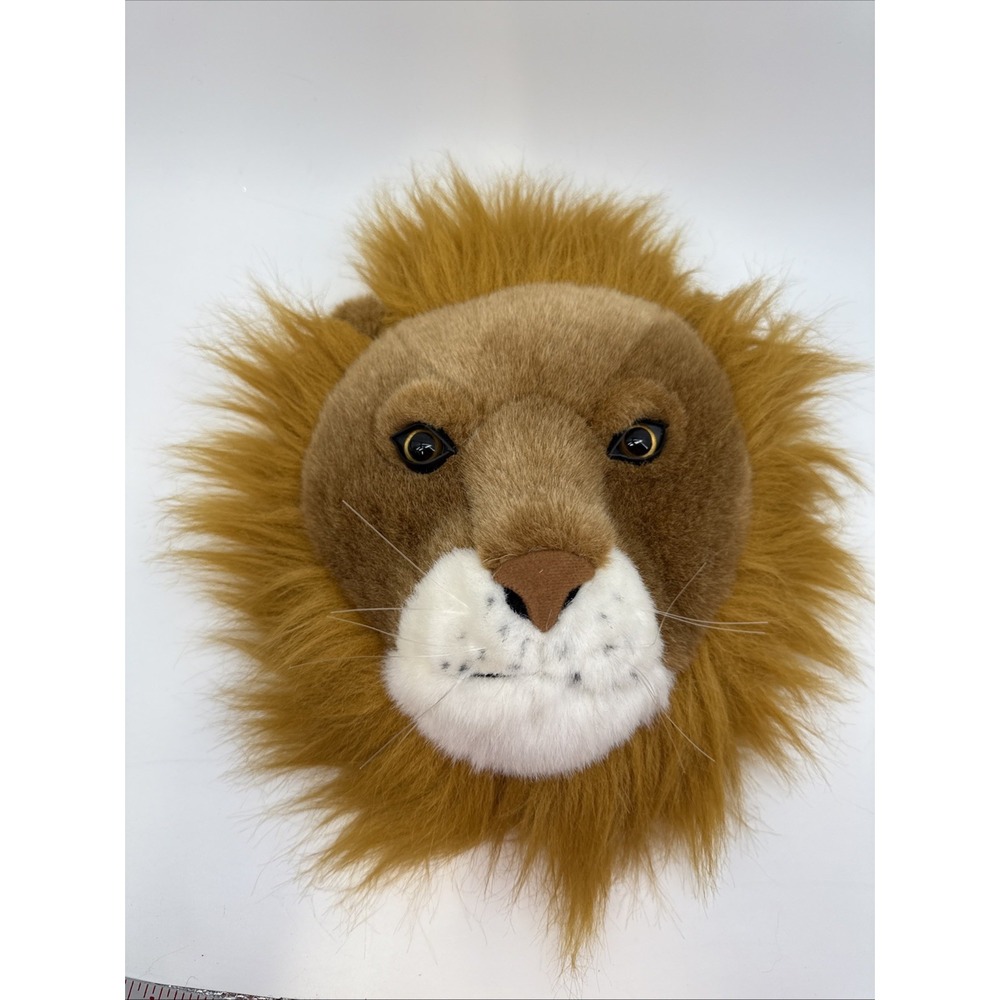 PLUSH LION HEAD WALL‎ HANGING NURSERY SAFARI KING JUNGLE STUFFED ANIMAL